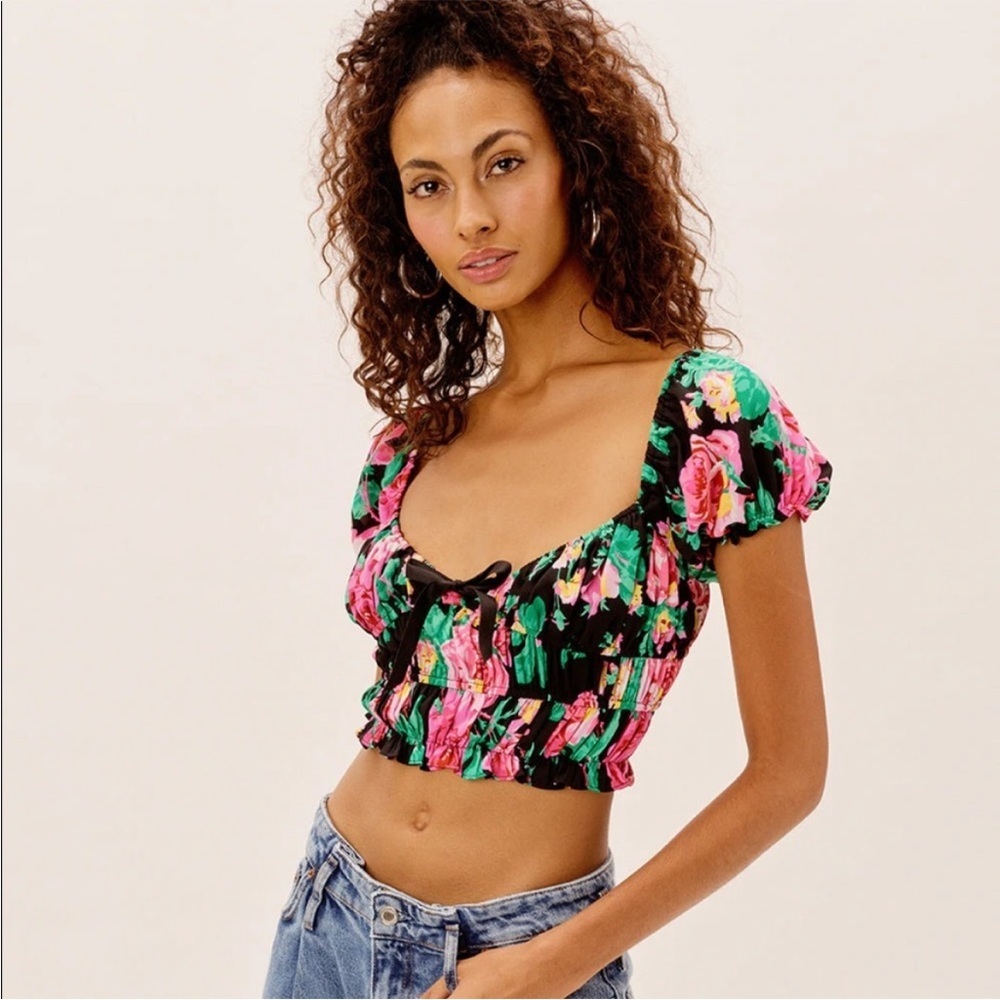 For Love and lemons Becca Crop Top Rose Floral size XS - Picture 3 of 8